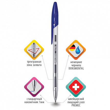 Ручка шариковая BRAUBERG "ULTRA", СИНЯЯ, узел 1 мм, чернила ГЕРМАНИЯ, наконечник ШВЕЙЦАРИЯ, 143558