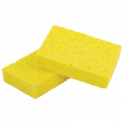 Губки для посуды 95х65х20 мм, ЦЕЛЛЮЛОЗНЫЕ, КОМПЛЕКТ 2 штуки, желтые, LAIMA, 700255