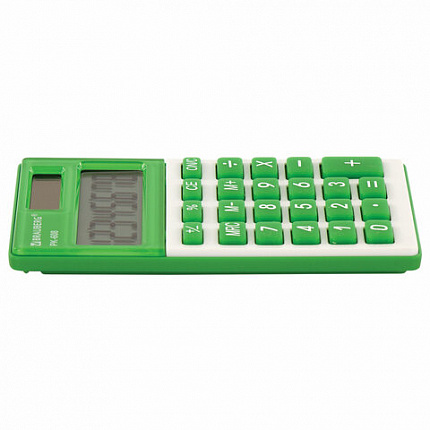 Калькулятор карманный BRAUBERG PK-608-GN (107x64 мм), 8 разрядов, двойное питание, ЗЕЛЕНЫЙ, 250520