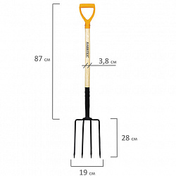 Вилы копальные стальные 19х28 см, ОБЩАЯ ДЛИНА 115 см, деревянный черенок, V-ручка, RABBITEX (РАББИТЕКС) "STANDARD", 700492
