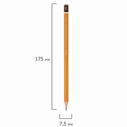 Карандаш чернографитный KOH-I-NOOR 1500, 1 шт., 6B, корпус желтый, заточенный, 150006B01170RU