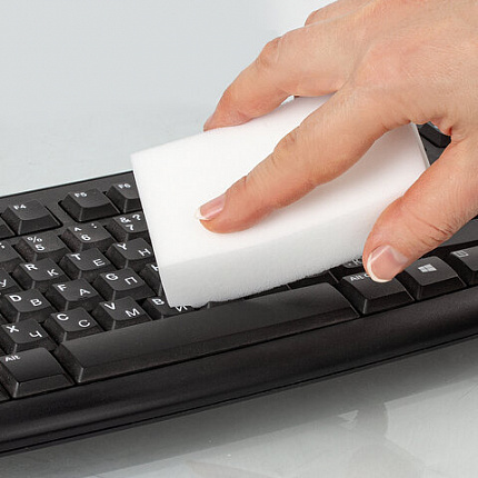 Губка-ластик МЕЛАМИНОВАЯ для удаления пятен, для чистки кухни, уборки, обуви, 10х6х3 см, КОМПЛЕКТ 3 шт., полибэг, LAIMA, 605035