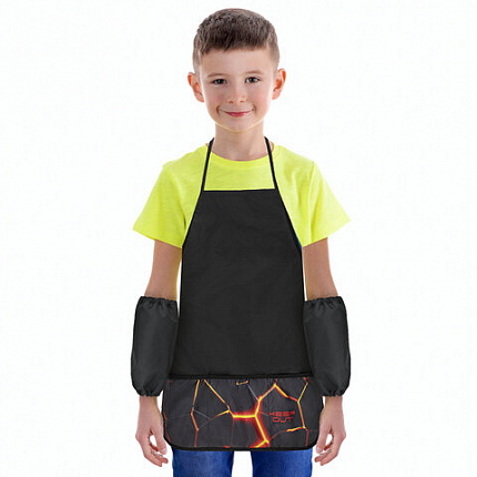 Фартук с нарукавниками для уроков труда BRAUBERG, 3 кармана, 46x54 см, Keep out, 273758