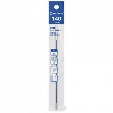 Стержень шариковый BRAUBERG "BP-GT" 140 мм, СИНИЙ, стандартный узел 0,7 мм, линия письма 0,35 мм, 170394