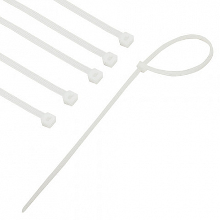 Хомуты (стяжки), нейлоновые, 3,6 мм х 250 мм, комплект 100 шт., белые, европодвес, 57-0250