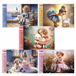 Альбом для рисования А4 24 л., спираль, обложка картон, HATBER, 198х300 мм, "Нежная любовь" (5 видов), 085258, 24А4Всп