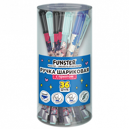 Ручка шариковая с принтом FUNSTER STICK "ANIME", СИНЯЯ, SOFT TOUCH покрытие, узел 0,7 мм, линия 0,35 мм, 144392