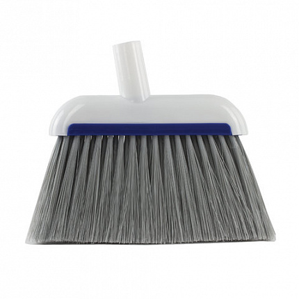 Совок для мусора КОМПЛЕКТ щетка + 2 рукоятки по 67 см металлические, резиновая кромка, сине-белый, LAIMA, 601473