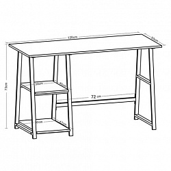 Стол на металлокаркасе BRABIX "LOFT CD-006", 1200х500х730 мм, 2 полки, цвет морёный дуб, 641224
