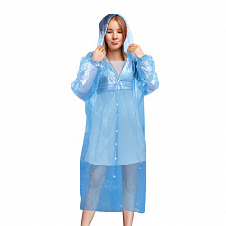Дождевик-плащ на кнопках полиэтиленовый, универсальный размер 120x80 см, синий, SHAMAANI (ШАМААНИ), 610929