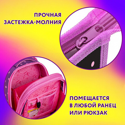 Папка для тетрадей ЮНЛАНДИЯ А4, 1 отделение, пластик, на молнии, "Cat squad", 273347