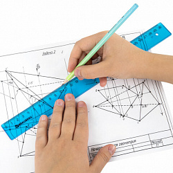 Линейка пластиковая 30 см, BRAUBERG, прозрачная, тонированная, 210610