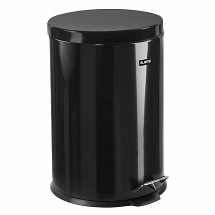 Ведро мусорное с педалью 20 литров "Classic", ЧЕРНОЕ ГЛЯНЦЕВОЕ, металлическое, со съемным внутренним ведром, LAIMA, 604945