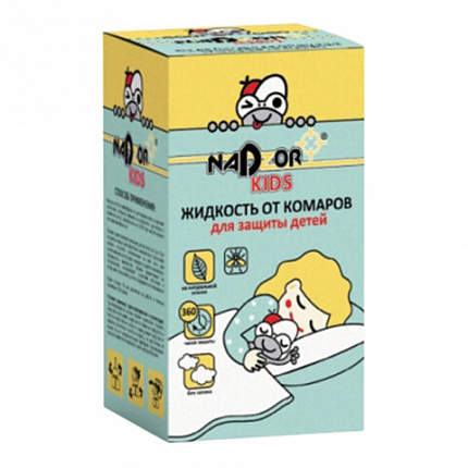 Жидкость от комаров для электрофумигатора детская 30 мл, NADZOR KIDS, без запаха, 22946