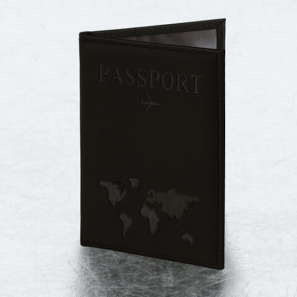 Обложка для паспорта "Passport map", экокожа soft-touch, черная, STAFF, 238760