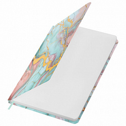 Ежедневник недатированный с резинкой А5 145х203 мм, BRAUBERG, твердый, фольга, 128 л., "Marble", 116292