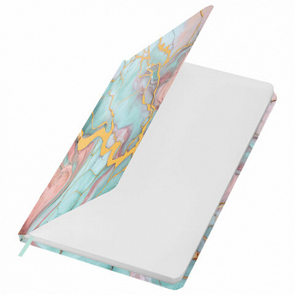 Ежедневник недатированный с резинкой А5 145х203 мм, BRAUBERG, твердый, фольга, 128 л., "Marble", 116292