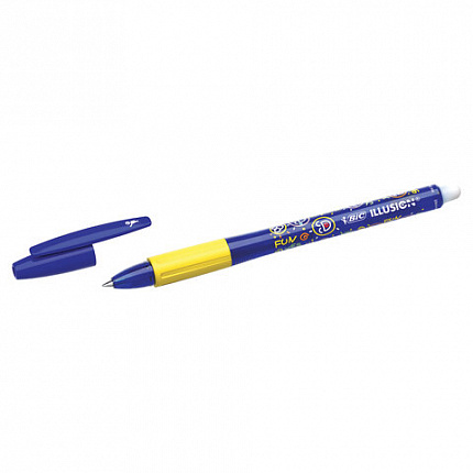 Ручка стираемая гелевая с грипом BIC "Gelocity Illusion", СИНЯЯ, корпус синий, линия 0,3 мм, 516518
