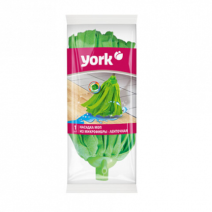 Насадка МОП для швабры ленточная, крепление еврорезьба, микрофибра, 26см, 150г, YORK,, 77020