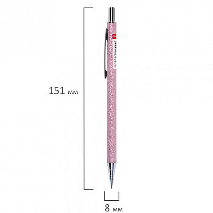 Карандаш механический 0,5 мм, HB, BRAUBERG "ROSE PINK", металлический корпус, 181979