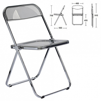 Стул складной прозрачный тонированный BRABIX "Glam CF-020", хромированный каркас, пластик, 533247