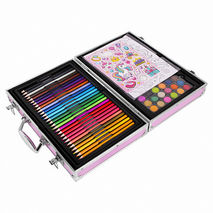 Набор ЮНОГО ХУДОЖНИКА "ЕДИНОРОГ" для рисования и творчества в кейсе ЮНЛАНДИЯ, 165 предметов, 665670