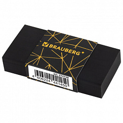 Ластик BRAUBERG "GOLDEN BLACK", 50х24х10 мм, прямоугольный, картонный держатель, экологичный ПВХ, ассорти, 272728