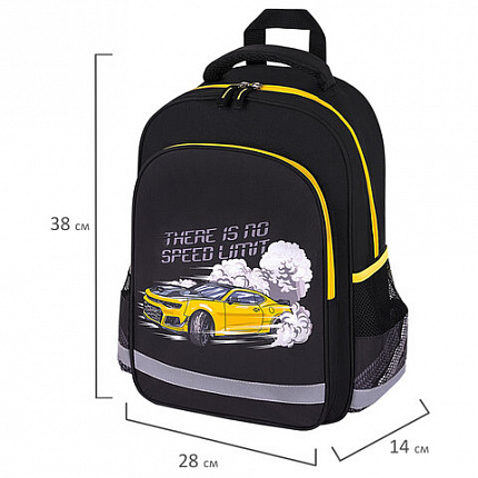 Рюкзак ПИФАГОР SCHOOL, 1 отделение, 3 кармана, "Extreme speed", 38x28х14 см, 272078