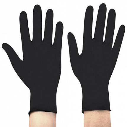 Перчатки нитриловые смотровые SFM Supersoft N136, Германия, 100 пар (200 штук), размер 6-7, S (малый), черные