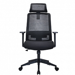 Кресло BRABIX PREMIUM "Agent ER-404", поясничная поддержка, регулируемый подголовник, ткань/сетка, черное, 532970