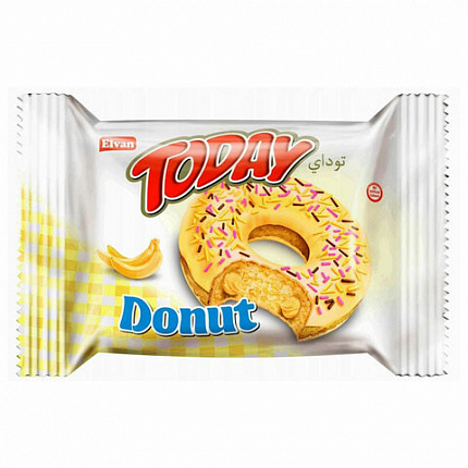 Кекс TODAY "Donut" со вкусом Банана, ТУРЦИЯ, 24 шт по 40 г в шоубоксе, 1369