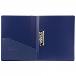Папка с боковым металлическим прижимом и внутренним карманом BRAUBERG "Contract", синяя, до 100 л., 0,7 мм, бизнес-класс, 221787