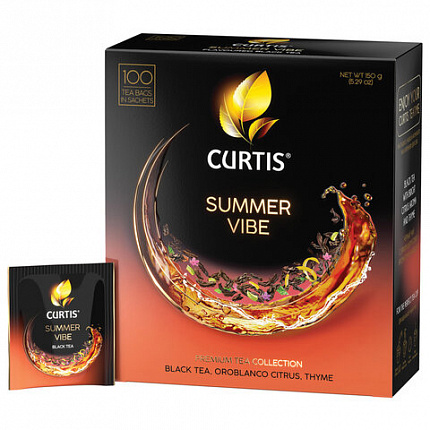 Чай CURTIS "Summer Vibe", черный с мятой и ароматом цитрусовых, 100 пакетиков в конве, 102558