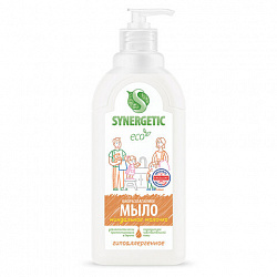 Мыло жидкое 500 мл SYNERGETIC "Миндальное молочко", гипоаллергенное, биоразлагаемое, дозатор, 105058