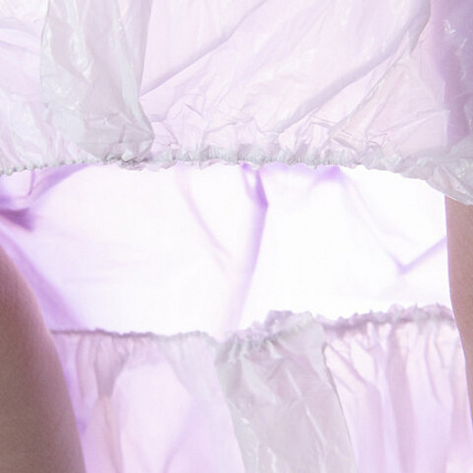 Бахилы двойные, КОМПЛЕКТ 100 шт. (50 пар), ЭКСТРА, 39х14 см, 32 мкм, 3 г, бело-фиолетовые, ELEGREEN, ПНД-8/8/1р-Б-Ф