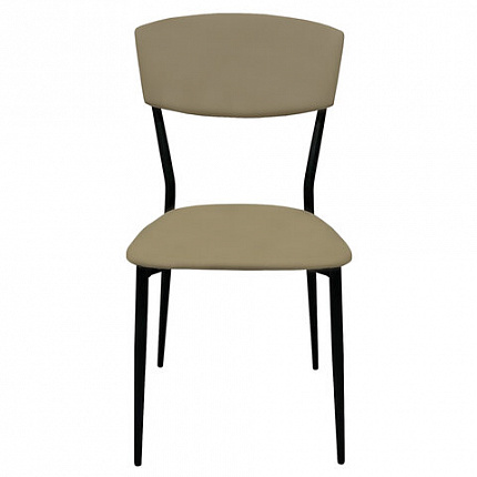 Стул для столовых, кафе, дома РС23, черный каркас, экокожа серо-бежевая