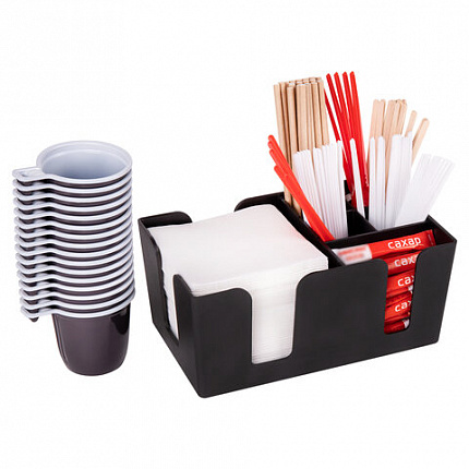 Подставка органайзер барный (шесть отделений) для салфеток, сахара, размешивателей, зубочисток, трубочек, ложечек, LAIMA, 608100