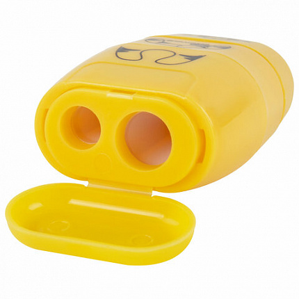 Точилка с ластиком 2 в 1 BRAUBERG KIDS "Зверушки", 2 отверстия, дизайн ассорти, 271989