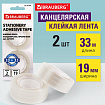 Клейкие ленты 19 мм х 33 м канцелярские BRAUBERG, комплект 2 шт., прозрачные, гарантированная длина, европодвес, 221695