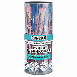 Ручка шариковая автоматическая с принтом FUNSTER (ФАНСТЕР) "ANIME", корпус soft-touch, СИНЯЯ, узел 0,7 мм, линия письма 0,35 мм, 144406