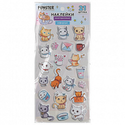 Наклейки зефирные "Котики", 18х9,5 см, ассорти 6 видов, FUNSTER (ФАНСТЕР), 666092