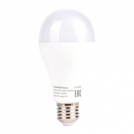 Лампа светодиодная SONNEN EXTRA, 25 (200) Вт, Е27, груша, теплый белый, 30000 часов, LED A65-25W-2700-Е27, 457900
