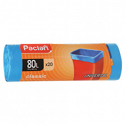 Мешки для мусора 80 л, синие, в рулоне 20 шт., ПНД, 12 мкм, 70х90 см, PACLAN "Classic", 402054