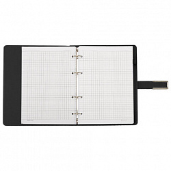 Тетрадь на кольцах А5, 180х220 мм, 120 л., под кожу soft-touch, застежка, BRAUBERG SHADE, черный, 405246
