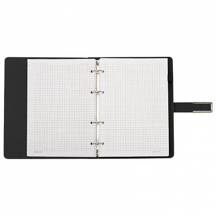 Тетрадь на кольцах А5, 180х220 мм, 120 л., под кожу soft-touch, застежка, BRAUBERG SHADE, черный, 405246
