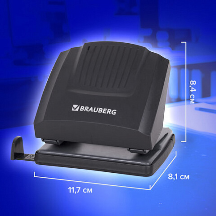 Дырокол BRAUBERG "SUPER", до 30 листов, черный, 272744