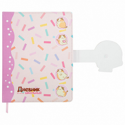 Дневник 1-4 класс 48 л., кожзам (твердая), застежка, ЮНЛАНДИЯ, "Котики", 106941