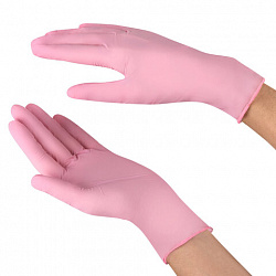 Перчатки нитриловые смотровые SFM Supersoft PINK, Германия, 100 пар (200 шт.), размер L (большой), розовые