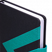 Ежедневник недатированный А5 138x213 мм BRAUBERG "Waves", под кожу, застежка, 160 л., черный/бирюзовый, 114454