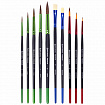Кисти BRAUBERG PREMIUM, набор 10 шт. (круглые пони - 5 шт., синтетика - 3 шт., плоские щетина - 2 шт.), блистер, 201023
